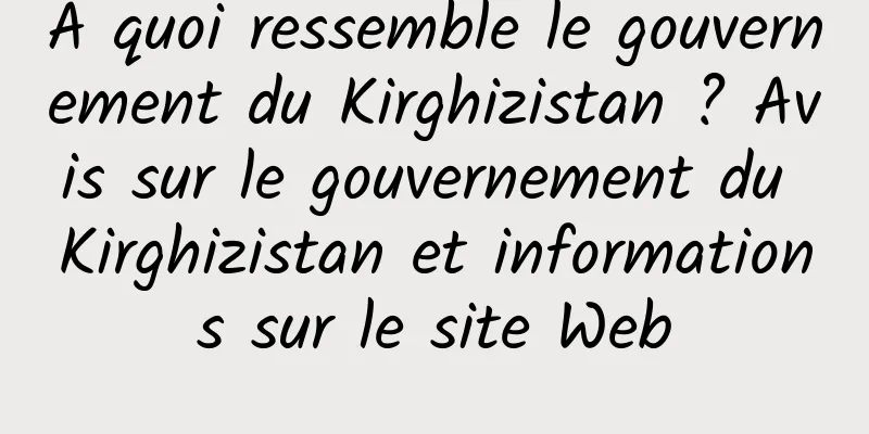 À quoi ressemble le gouvernement du Kirghizistan ? Avis sur le gouvernement du Kirghizistan et informations sur le site Web