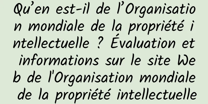 Qu’en est-il de l’Organisation mondiale de la propriété intellectuelle ? Évaluation et informations sur le site Web de l'Organisation mondiale de la propriété intellectuelle