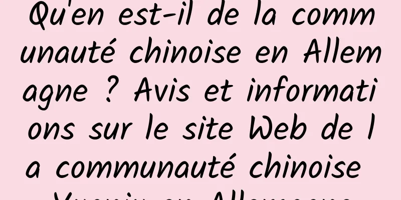 Qu'en est-il de la communauté chinoise en Allemagne ? Avis et informations sur le site Web de la communauté chinoise Yuanju en Allemagne