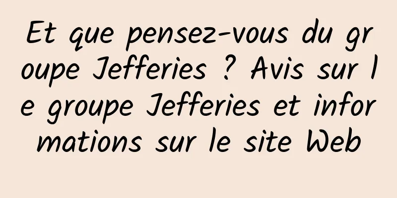 Et que pensez-vous du groupe Jefferies ? Avis sur le groupe Jefferies et informations sur le site Web