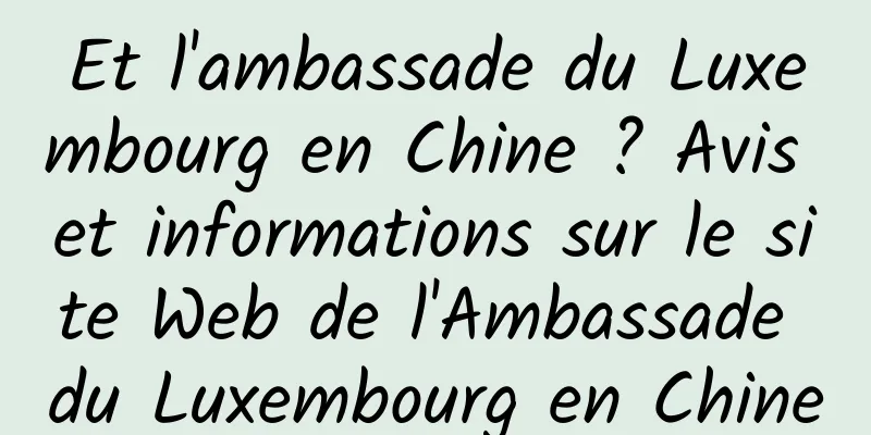 Et l'ambassade du Luxembourg en Chine ? Avis et informations sur le site Web de l'Ambassade du Luxembourg en Chine