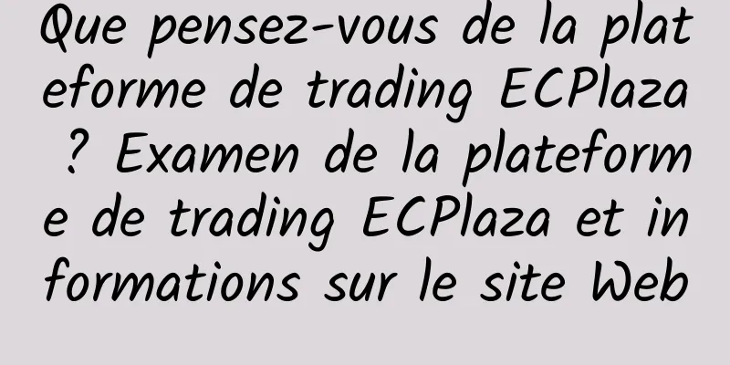 Que pensez-vous de la plateforme de trading ECPlaza ? Examen de la plateforme de trading ECPlaza et informations sur le site Web