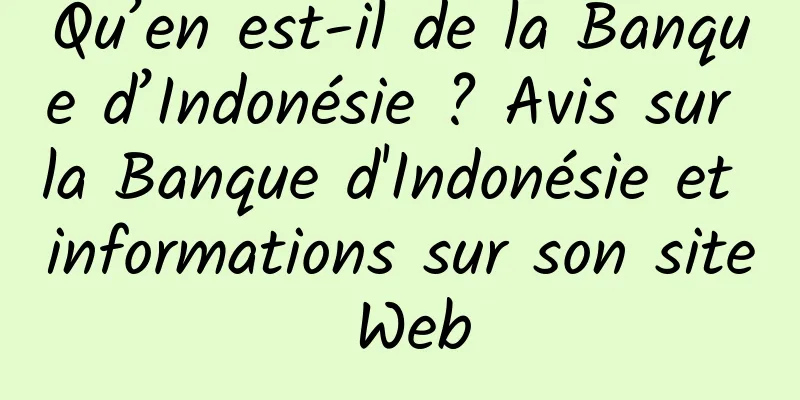 Qu’en est-il de la Banque d’Indonésie ? Avis sur la Banque d'Indonésie et informations sur son site Web