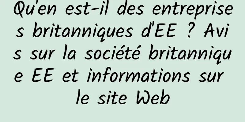 Qu'en est-il des entreprises britanniques d'EE ? Avis sur la société britannique EE et informations sur le site Web