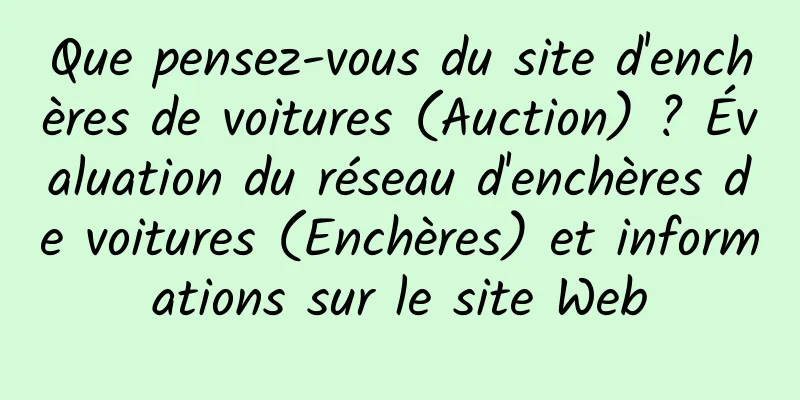 Que pensez-vous du site d'enchères de voitures (Auction) ? Évaluation du réseau d'enchères de voitures (Enchères) et informations sur le site Web