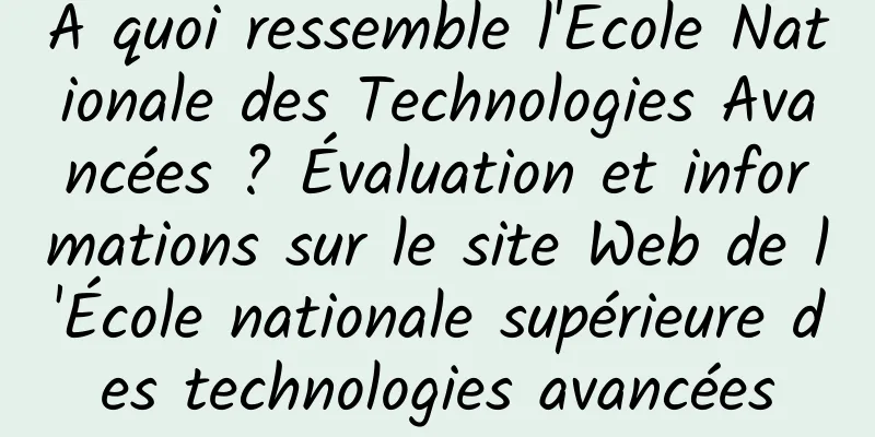 À quoi ressemble l'École Nationale des Technologies Avancées ? Évaluation et informations sur le site Web de l'École nationale supérieure des technologies avancées