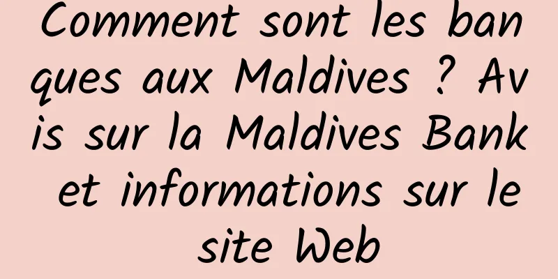 Comment sont les banques aux Maldives ? Avis sur la Maldives Bank et informations sur le site Web