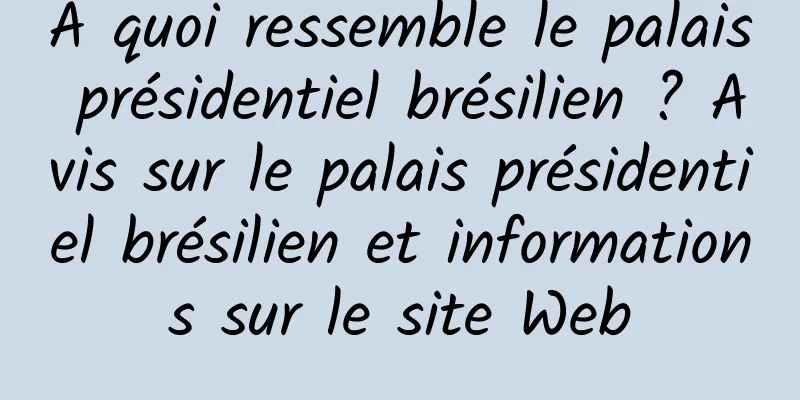 À quoi ressemble le palais présidentiel brésilien ? Avis sur le palais présidentiel brésilien et informations sur le site Web