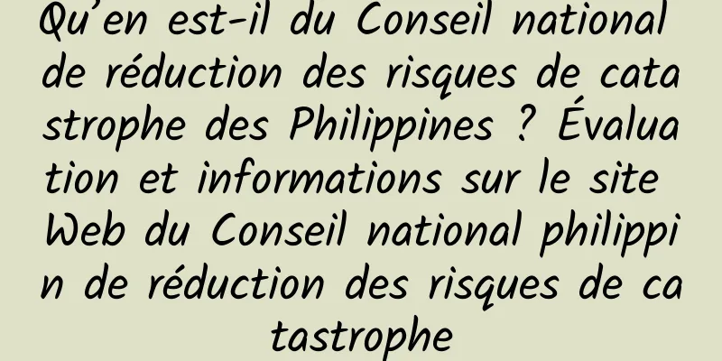 Qu’en est-il du Conseil national de réduction des risques de catastrophe des Philippines ? Évaluation et informations sur le site Web du Conseil national philippin de réduction des risques de catastrophe