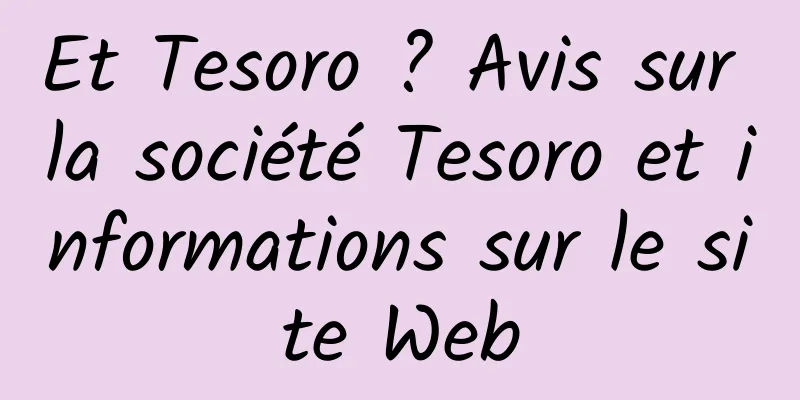 Et Tesoro ? Avis sur la société Tesoro et informations sur le site Web