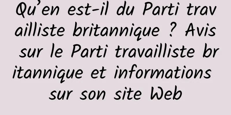 Qu’en est-il du Parti travailliste britannique ? Avis sur le Parti travailliste britannique et informations sur son site Web