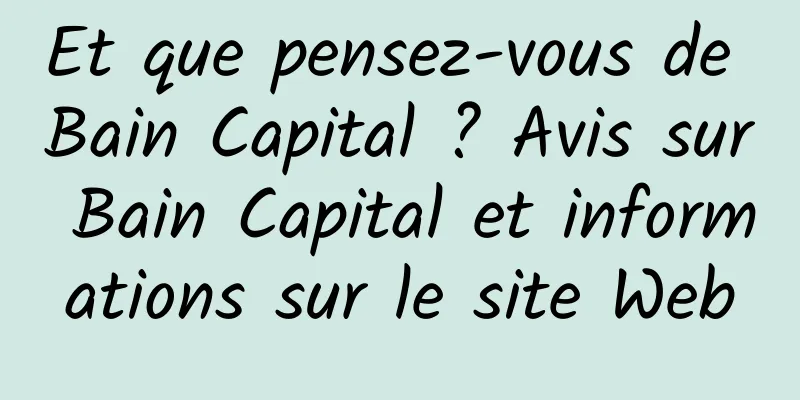 Et que pensez-vous de Bain Capital ? Avis sur Bain Capital et informations sur le site Web