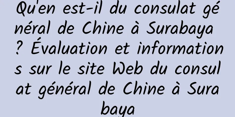Qu'en est-il du consulat général de Chine à Surabaya ? Évaluation et informations sur le site Web du consulat général de Chine à Surabaya