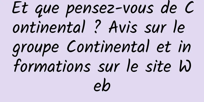 Et que pensez-vous de Continental ? Avis sur le groupe Continental et informations sur le site Web