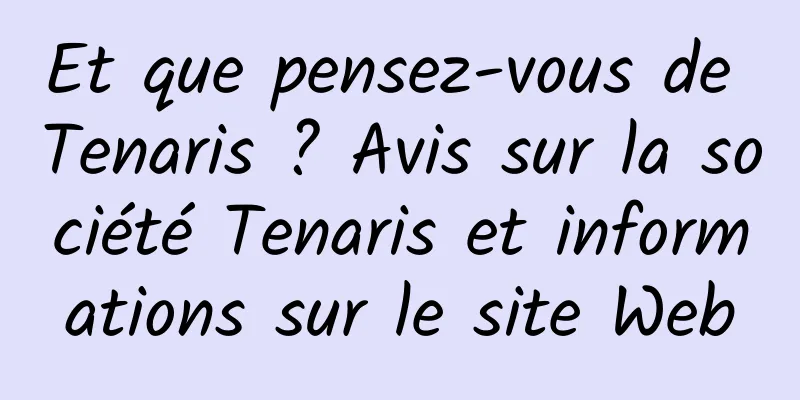 Et que pensez-vous de Tenaris ? Avis sur la société Tenaris et informations sur le site Web