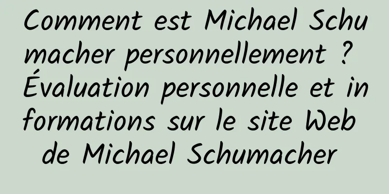 Comment est Michael Schumacher personnellement ? Évaluation personnelle et informations sur le site Web de Michael Schumacher 