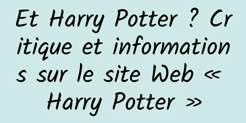 Et Harry Potter ? Critique et informations sur le site Web « Harry Potter »