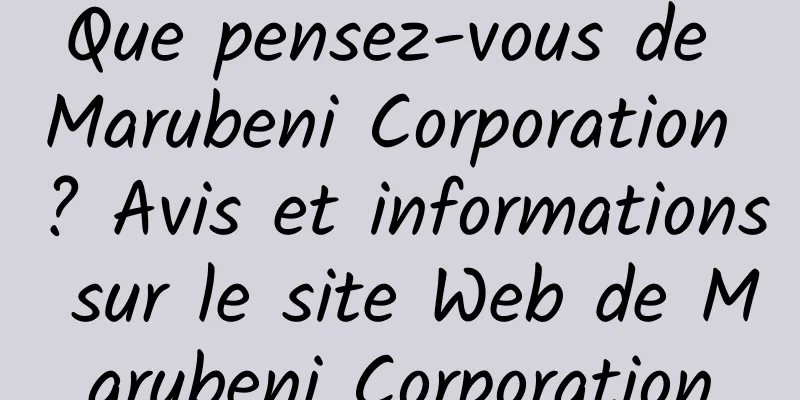 Que pensez-vous de Marubeni Corporation ? Avis et informations sur le site Web de Marubeni Corporation
