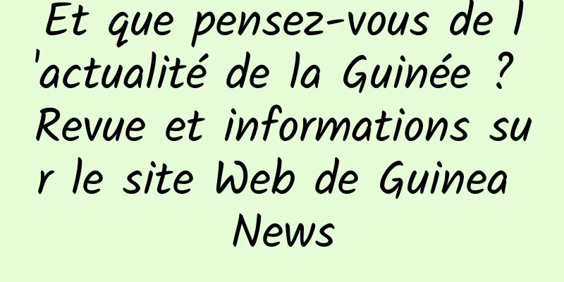 Et que pensez-vous de l'actualité de la Guinée ? Revue et informations sur le site Web de Guinea News
