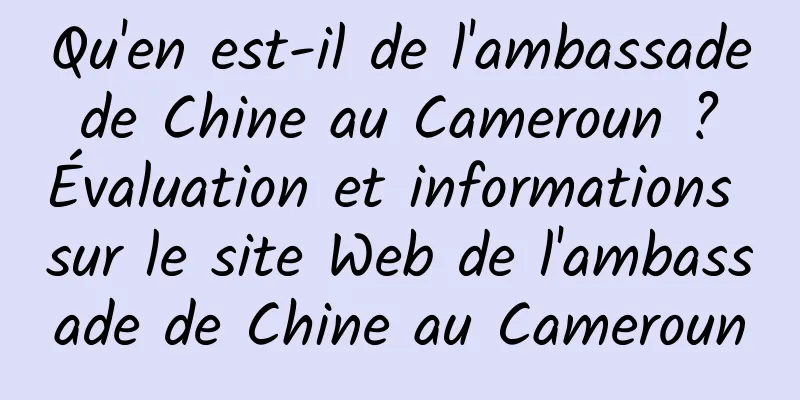 Qu'en est-il de l'ambassade de Chine au Cameroun ? Évaluation et informations sur le site Web de l'ambassade de Chine au Cameroun