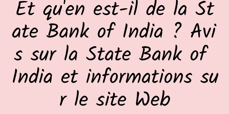 Et qu'en est-il de la State Bank of India ? Avis sur la State Bank of India et informations sur le site Web
