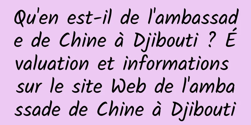 Qu'en est-il de l'ambassade de Chine à Djibouti ? Évaluation et informations sur le site Web de l'ambassade de Chine à Djibouti