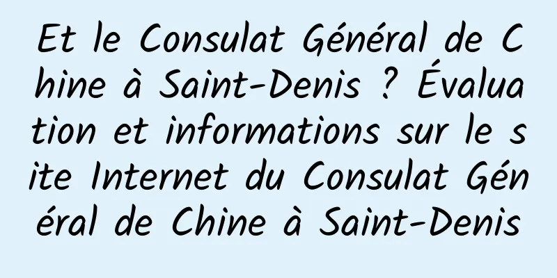 Et le Consulat Général de Chine à Saint-Denis ? Évaluation et informations sur le site Internet du Consulat Général de Chine à Saint-Denis