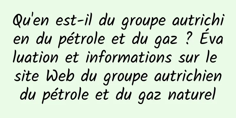 Qu'en est-il du groupe autrichien du pétrole et du gaz ? Évaluation et informations sur le site Web du groupe autrichien du pétrole et du gaz naturel 