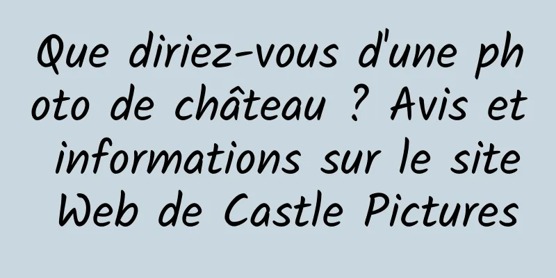 Que diriez-vous d'une photo de château ? Avis et informations sur le site Web de Castle Pictures