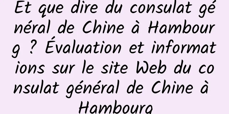 Et que dire du consulat général de Chine à Hambourg ? Évaluation et informations sur le site Web du consulat général de Chine à Hambourg