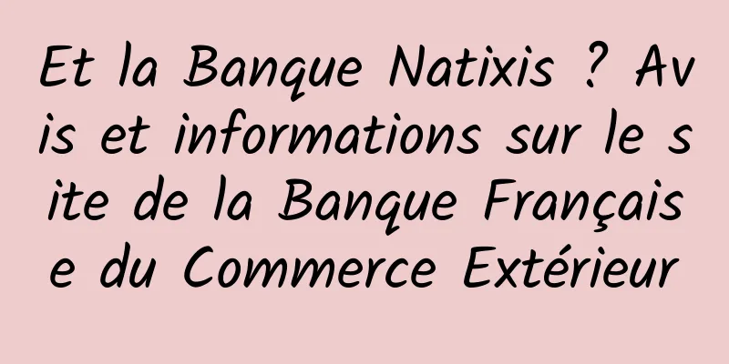 Et la Banque Natixis ? Avis et informations sur le site de la Banque Française du Commerce Extérieur