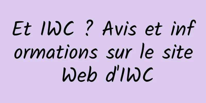Et IWC ? Avis et informations sur le site Web d'IWC