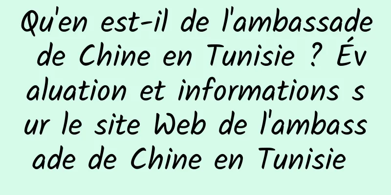 Qu'en est-il de l'ambassade de Chine en Tunisie ? Évaluation et informations sur le site Web de l'ambassade de Chine en Tunisie 
