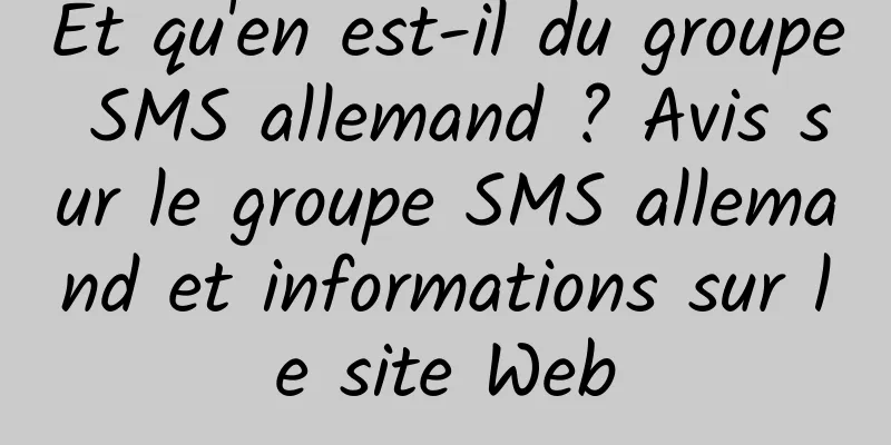 Et qu'en est-il du groupe SMS allemand ? Avis sur le groupe SMS allemand et informations sur le site Web