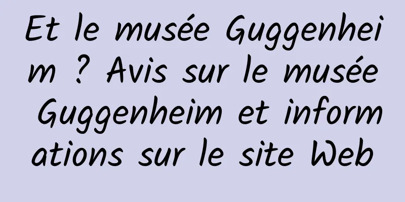 Et le musée Guggenheim ? Avis sur le musée Guggenheim et informations sur le site Web