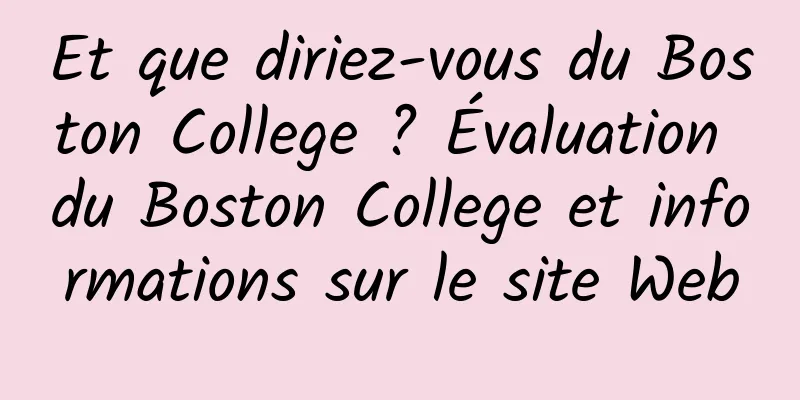Et que diriez-vous du Boston College ? Évaluation du Boston College et informations sur le site Web