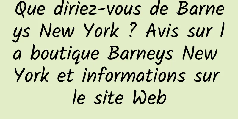 Que diriez-vous de Barneys New York ? Avis sur la boutique Barneys New York et informations sur le site Web