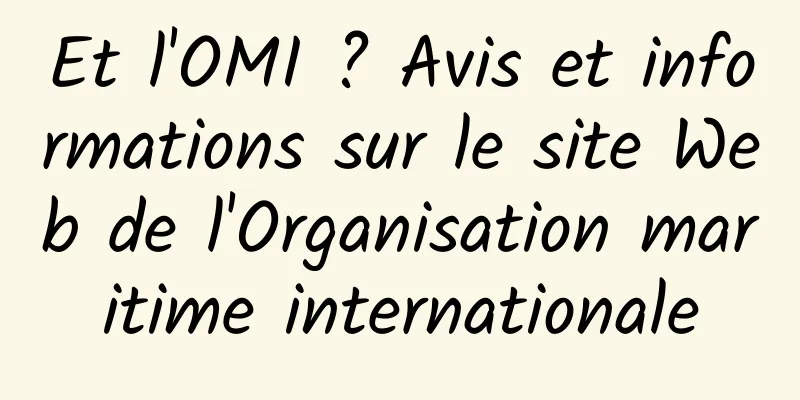 Et l'OMI ? Avis et informations sur le site Web de l'Organisation maritime internationale