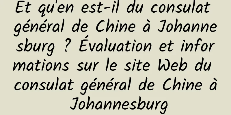 Et qu'en est-il du consulat général de Chine à Johannesburg ? Évaluation et informations sur le site Web du consulat général de Chine à Johannesburg