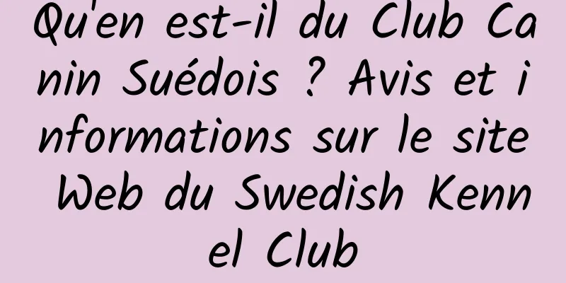 Qu'en est-il du Club Canin Suédois ? Avis et informations sur le site Web du Swedish Kennel Club