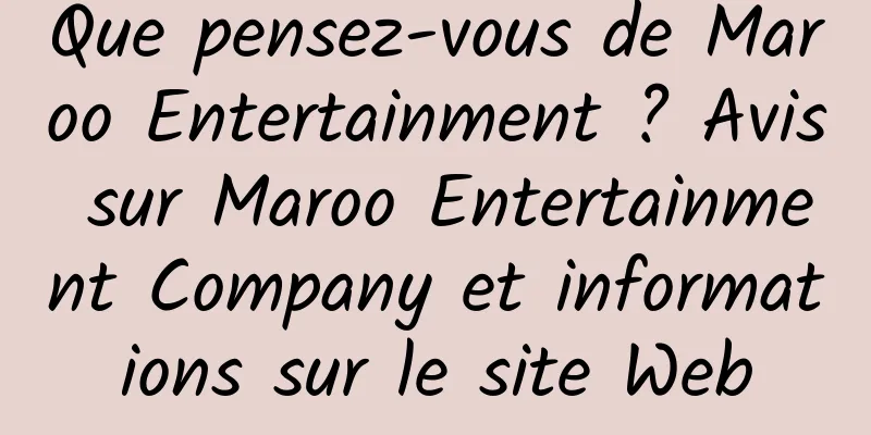 Que pensez-vous de Maroo Entertainment ? Avis sur Maroo Entertainment Company et informations sur le site Web