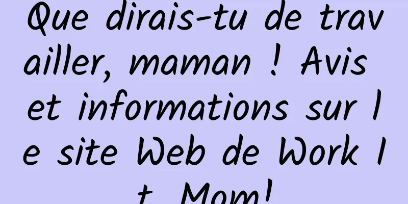 Que dirais-tu de travailler, maman ! Avis et informations sur le site Web de Work It, Mom!