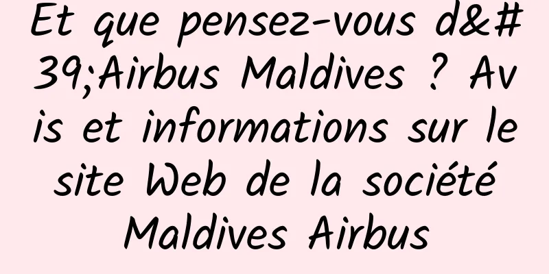 Et que pensez-vous d'Airbus Maldives ? Avis et informations sur le site Web de la société Maldives Airbus