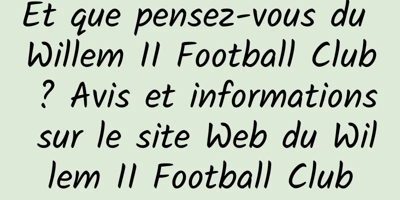 Et que pensez-vous du Willem II Football Club ? Avis et informations sur le site Web du Willem II Football Club