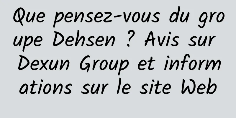 Que pensez-vous du groupe Dehsen ? Avis sur Dexun Group et informations sur le site Web