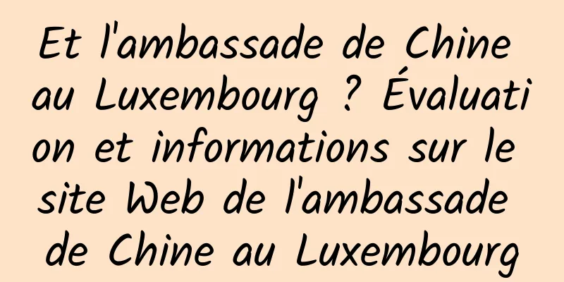 Et l'ambassade de Chine au Luxembourg ? Évaluation et informations sur le site Web de l'ambassade de Chine au Luxembourg
