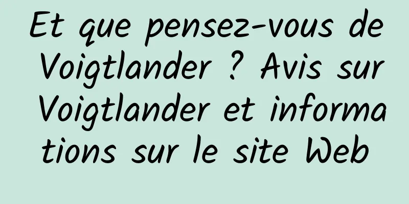 Et que pensez-vous de Voigtlander ? Avis sur Voigtlander et informations sur le site Web
