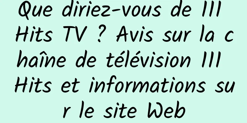 Que diriez-vous de 111 Hits TV ? Avis sur la chaîne de télévision 111 Hits et informations sur le site Web