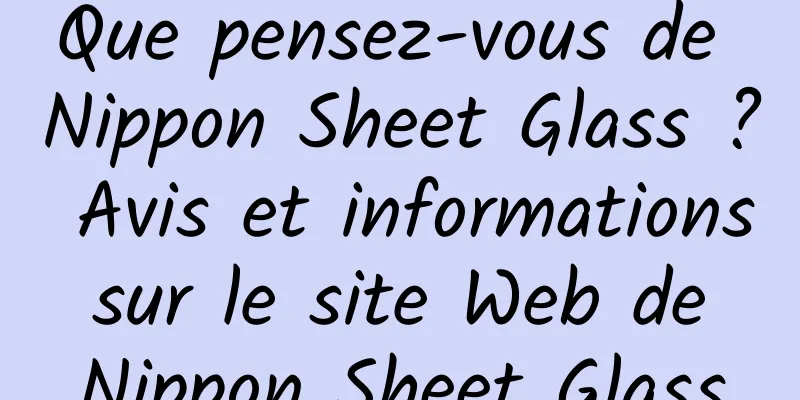 Que pensez-vous de Nippon Sheet Glass ? Avis et informations sur le site Web de Nippon Sheet Glass