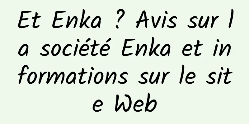 Et Enka ? Avis sur la société Enka et informations sur le site Web